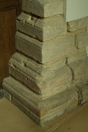 Plinth Blocks Supporting South Arch; stones are reused from a Roman building